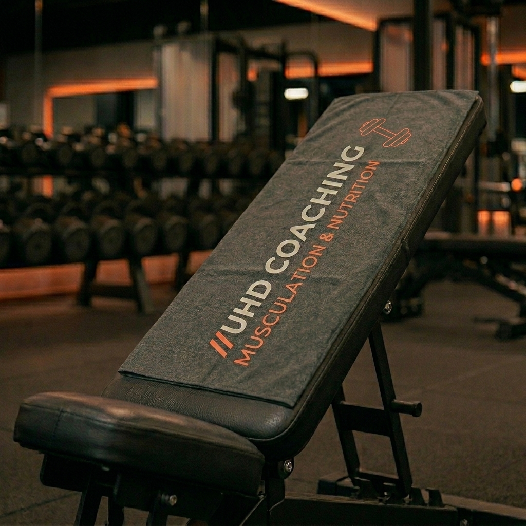 Serviette UHD sur banc de musculation